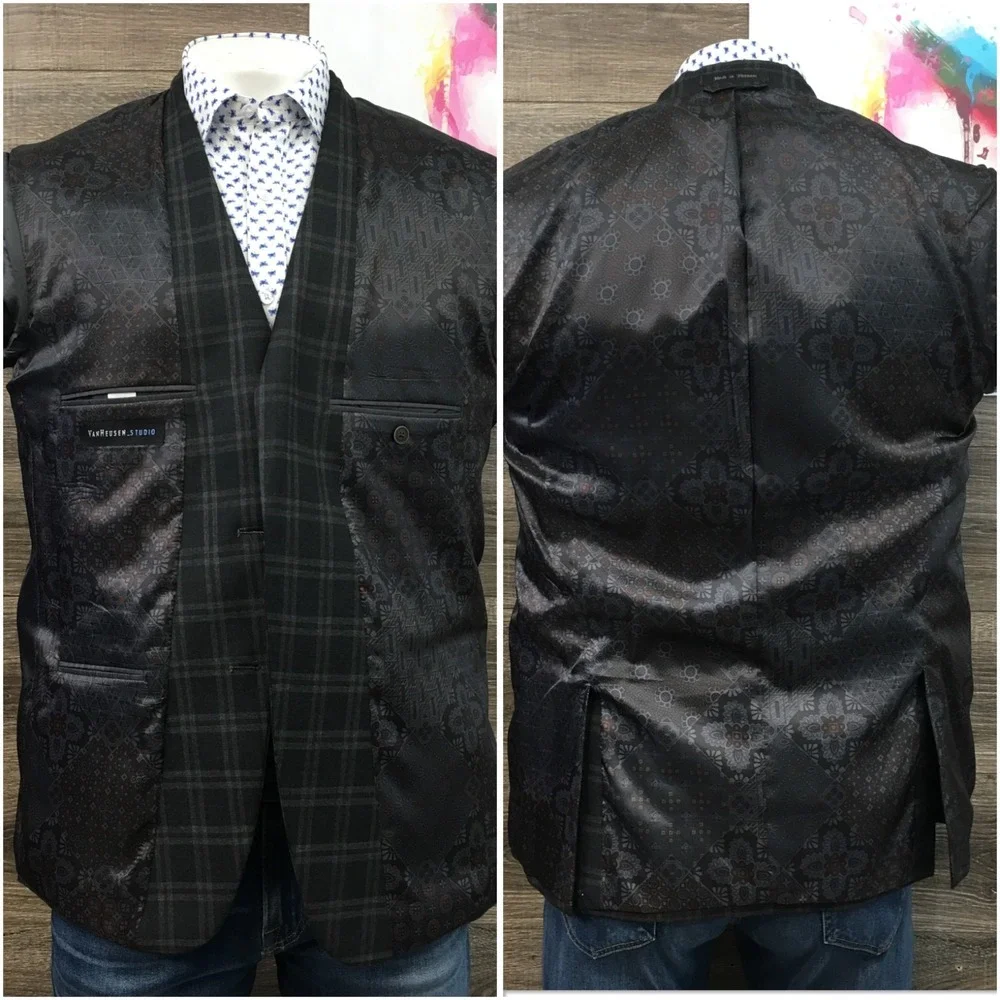 VAN HEUSEN Mens Blazer Sport Coat Casual Jacket Size 42R‎ Suit Elbow Patches